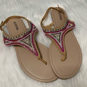 Beaded Flat Thong Sandals Sz 11 ~ Just Fab